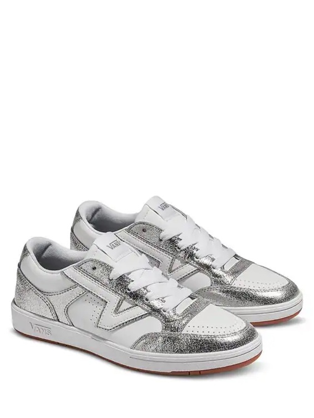NIB Vans Womenβs Lowland Comfycush Metallic Silver Sneakers Size US 9